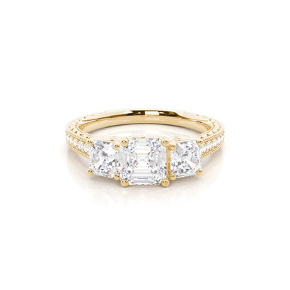 Yellow Gold Three Stone Diamond Rings