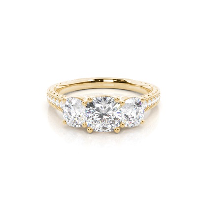 Yellow Gold Trilogy Diamond Engagement Rings