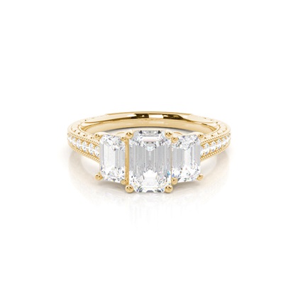 Yellow Gold Three Stone Diamond Rings