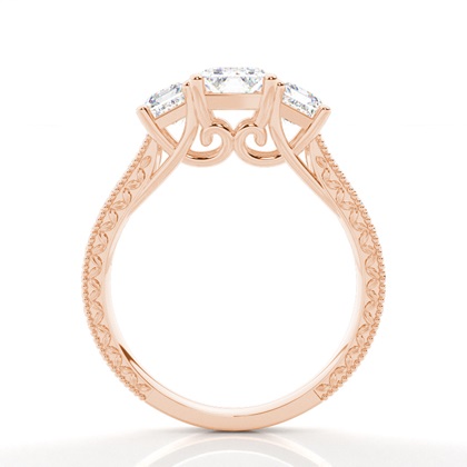 Radiant Rose Gold Trilogy Engagement Rings