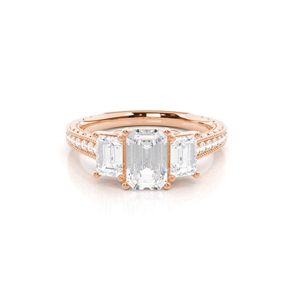 Radiant Rose Gold 3 Stone Diamond Rings