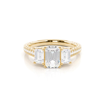 Radiant Yellow Gold 3 Stone Diamond Rings