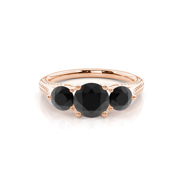 Prong Setting Black Diamond Trilogy Engagement Ring