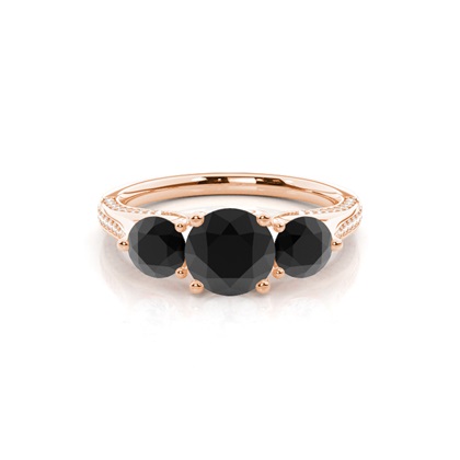 Rose Gold 3 Stone Diamond Rings