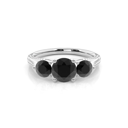 Silver 3 Stone Diamond Rings