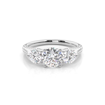 Round Three Stone Diamond Rings
