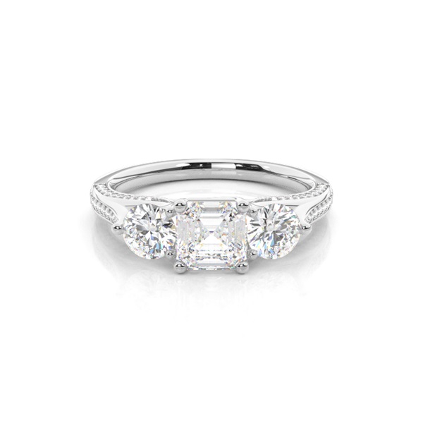 Prong Setting Trilogy Diamond Engagement Ring