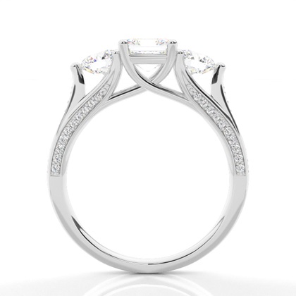 Asscher Platin Trilogie Verlobungsringe