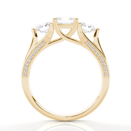 Asscher Yellow Gold Trilogy Engagement Rings