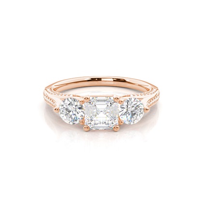 Rose Gold Trilogy Diamond Engagement Rings