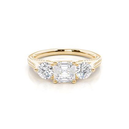 Yellow Gold Three Stone Diamond Rings