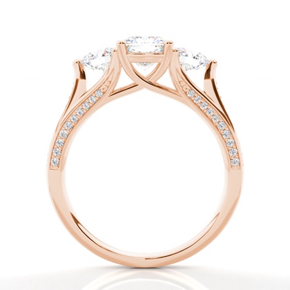 Cushion Rose Gold Trilogy Engagement Rings