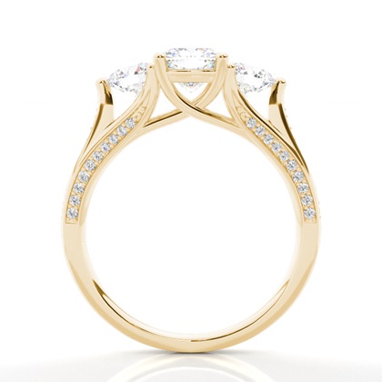 Cushion Yellow Gold Trilogy Engagement Rings