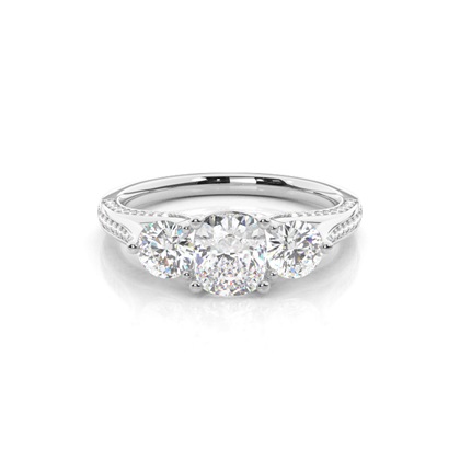 Prong Setting Trilogy Diamond Engagement Ring