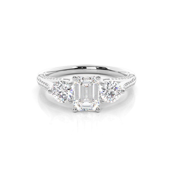 Prong Setting Trilogy Diamond Engagement Ring