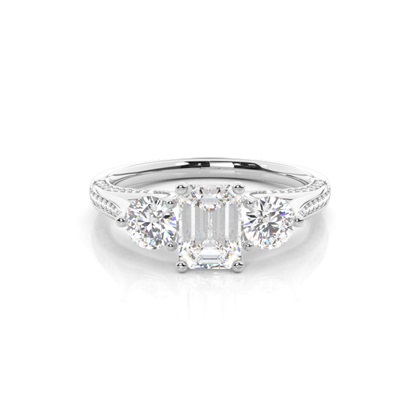 Emerald Diamond Rings Three Stone