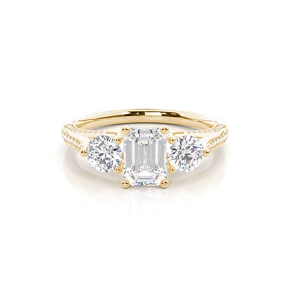 Yellow Gold Three Stone Diamond Rings