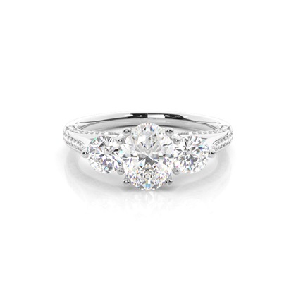 Oval 3 Stone Diamond Rings