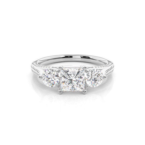 Prong Setting Trilogy Diamond Engagement Ring