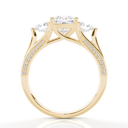 Princess Yellow Gold Trilogy Engagement Rings