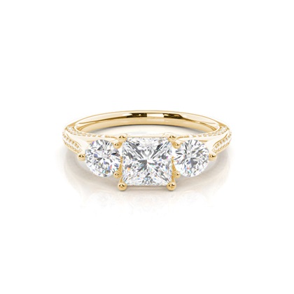 Yellow Gold Three Stone Diamond Rings