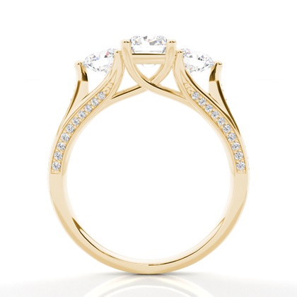 Radiant Yellow Gold Trilogy Engagement Rings