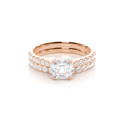 Rose Gold Bridal Set Diamond Engagement Rings