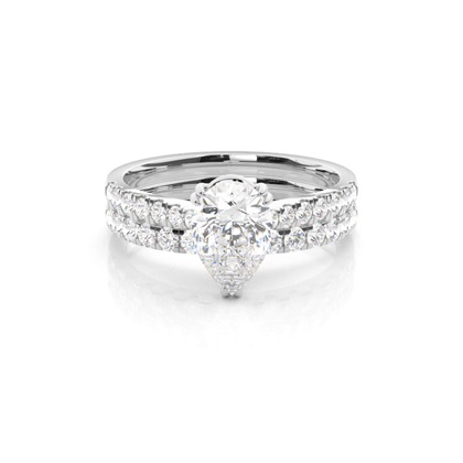 Pear Bridal Diamond Engagement and Wedding Ring Sets
