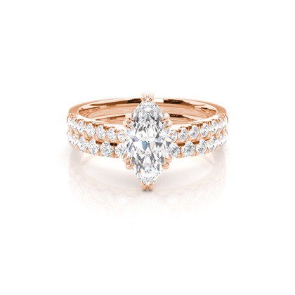 Rose Gold Bridal Set Diamond Engagement Rings