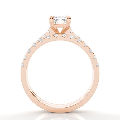 Emerald Rose Gold Bridal Engagement and Wedding Bands Ring Sets