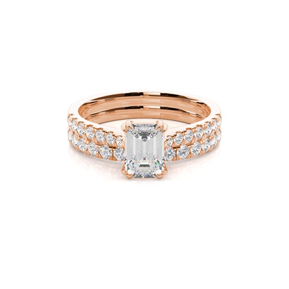 Rose Gold Bridal Set Diamond Engagement Rings