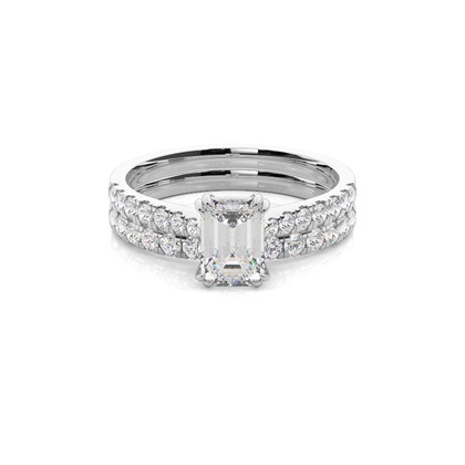 Emerald Bridal Set Diamond Engagement Rings