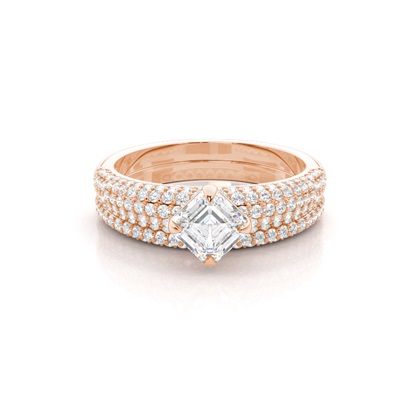 Rose Gold Bridal Set Diamond Engagement Rings
