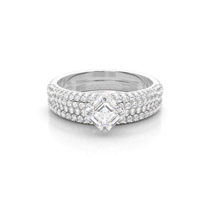 Asscher Bridal Diamond Engagement and Wedding Ring Sets