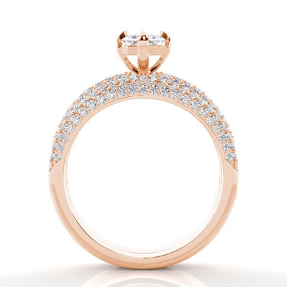Emerald Rose Gold Bridal Engagement and Wedding Bands Ring Sets