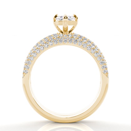 Emerald Yellow Gold Bridal Engagement and Wedding Bands Ring Sets