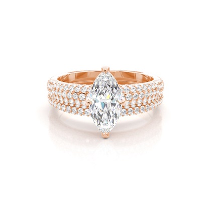 Rose Gold Bridal Set Diamond Engagement Rings
