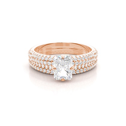 Rose Gold Bridal Set Diamond Engagement Rings