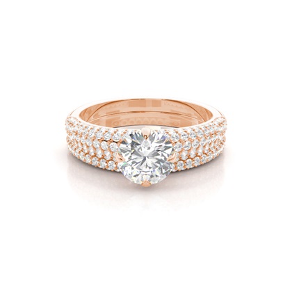 Rose Gold Bridal Set Diamond Engagement Rings