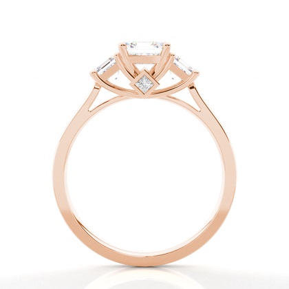 Asscher Rose Gold Trilogy Engagement Rings