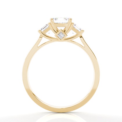 Asscher Yellow Gold Trilogy Engagement Rings