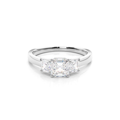 Asscher 3 Stone Diamond Rings