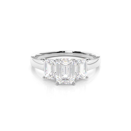 Emerald Diamond Rings Three Stone