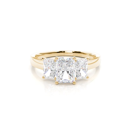 Radiant Yellow Gold 3 Stone Diamond Rings