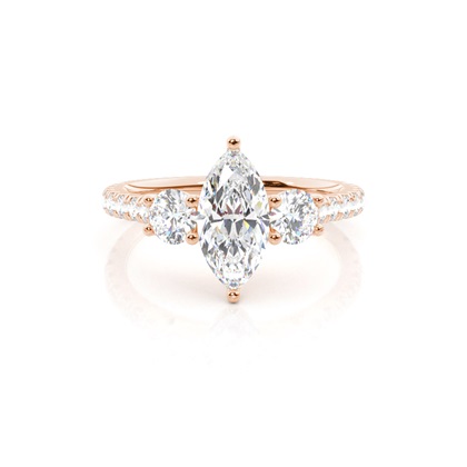 Marquise Rose Gold 3 Stone Diamond Rings