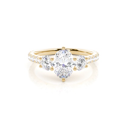 Yellow Gold Three Stone Diamond Rings