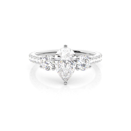 Pear 3 Stone Diamond Rings
