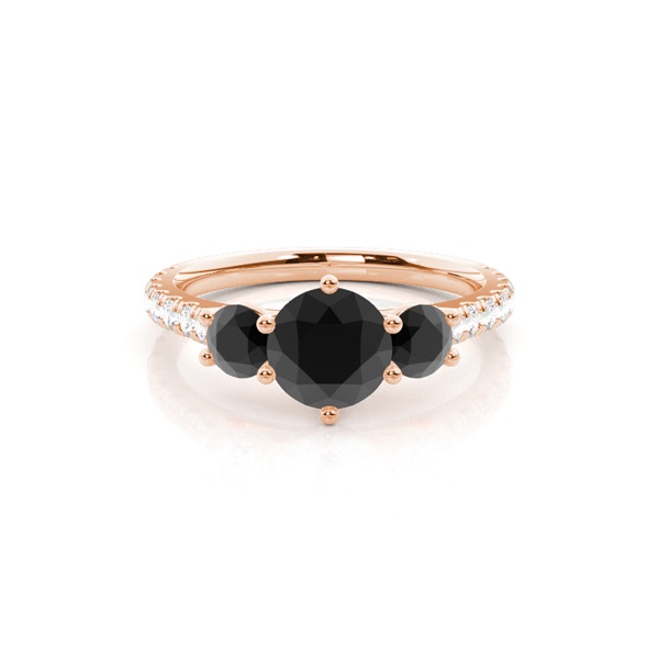 Prong Setting Black Diamond Trilogy Engagement Ring