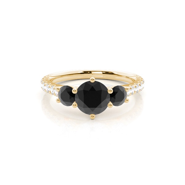 Prong Setting Black Diamond Trilogy Engagement Ring