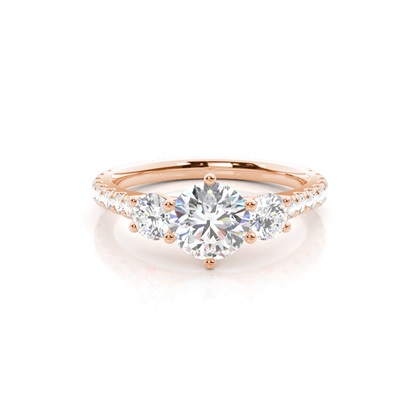 Rose Gold 3 Stone Diamond Rings